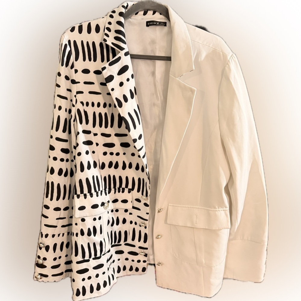 SHEIN Black and White Artistic Blazer